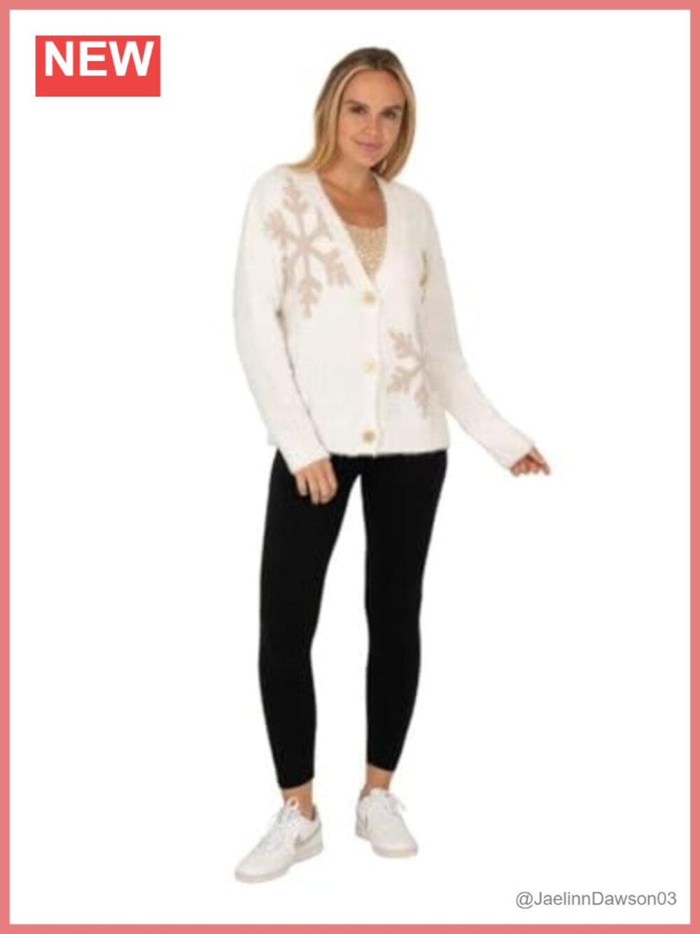 Women's Snowflake Cardigan Button-Up V-Neck Long Sleeve Holiday Sweater